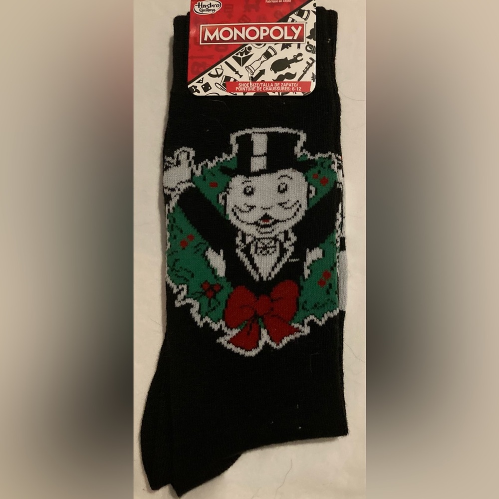 Monopoly Man Christmas Holiday  Novelty Crew Socks - Brand New